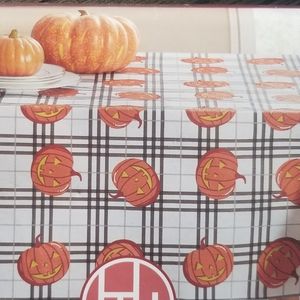 NIB Huntington Home Vinyl Halloween Pumpkin Fall Tablecloth - 52" x 70"